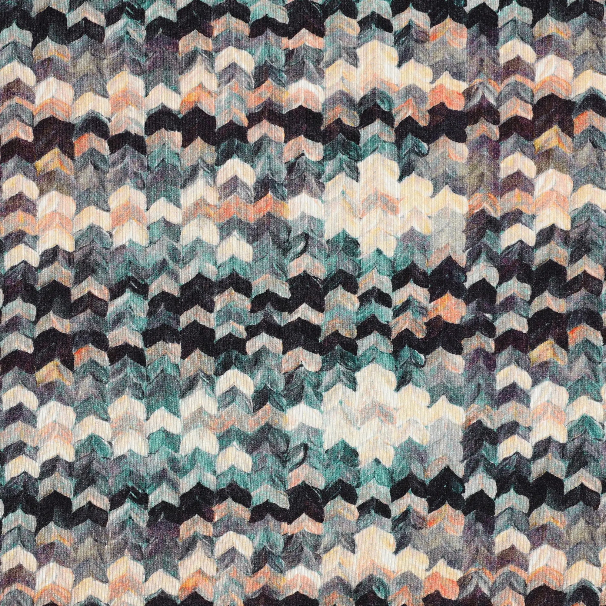 Viskose Jersey Ranke grün schwarz beige