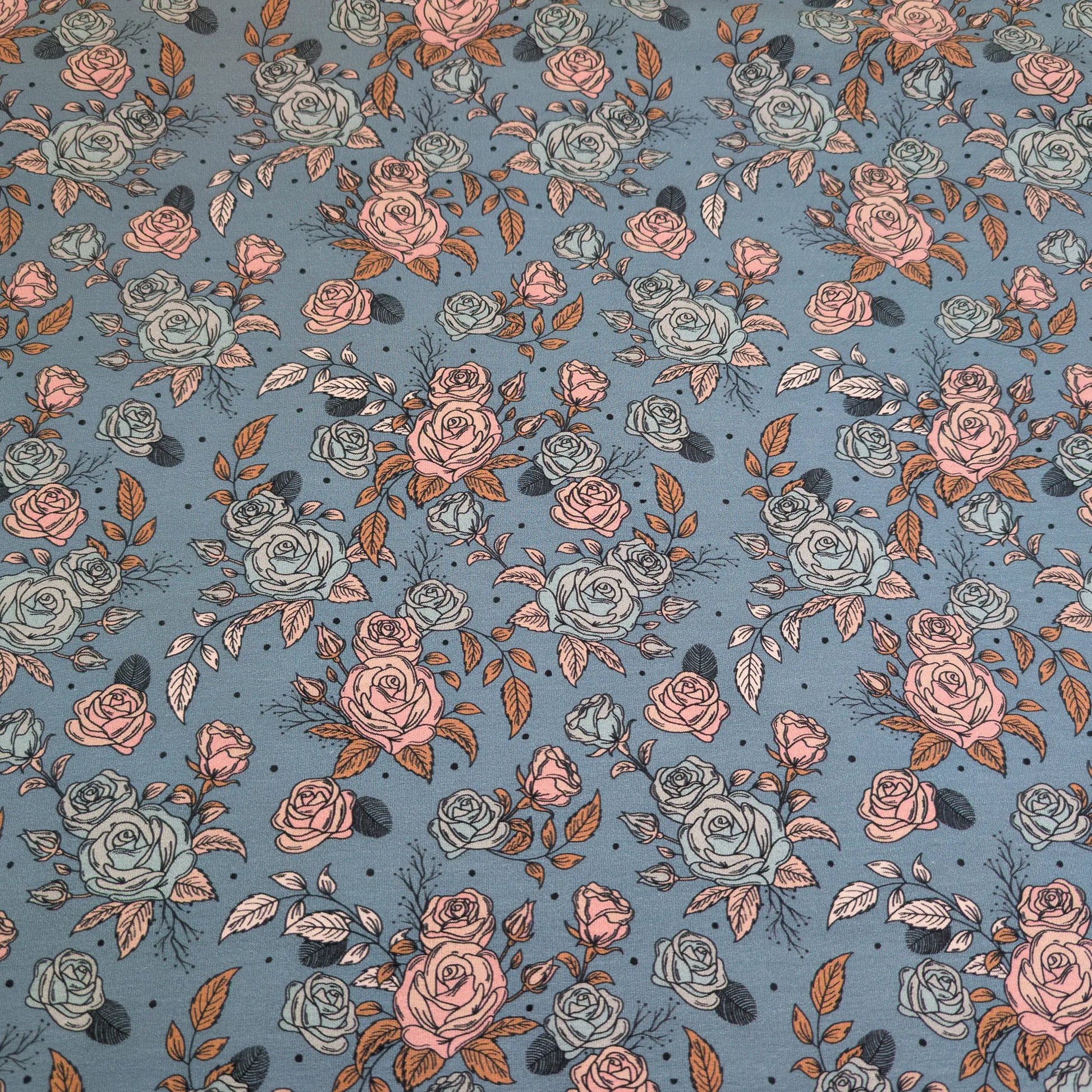 Bio French Terry Vintage Rose Dots