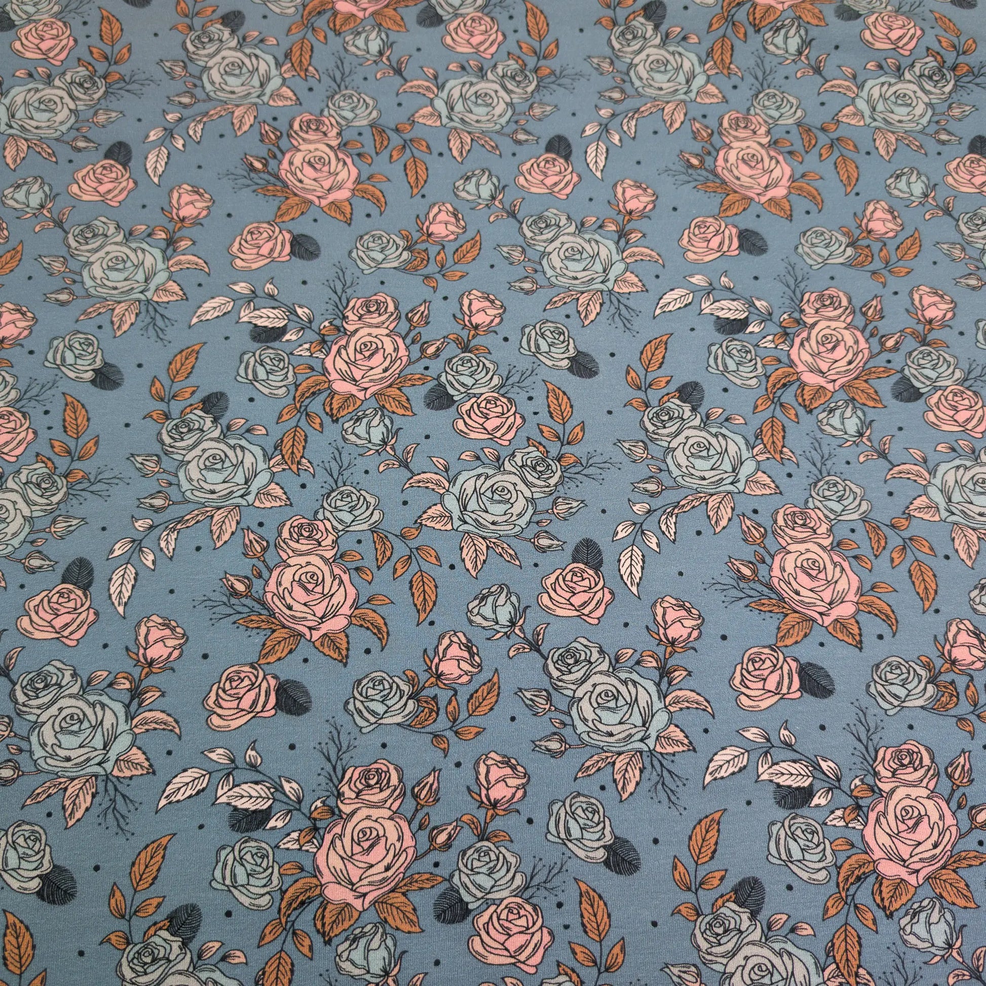 Bio French Terry Vintage Rose Dots