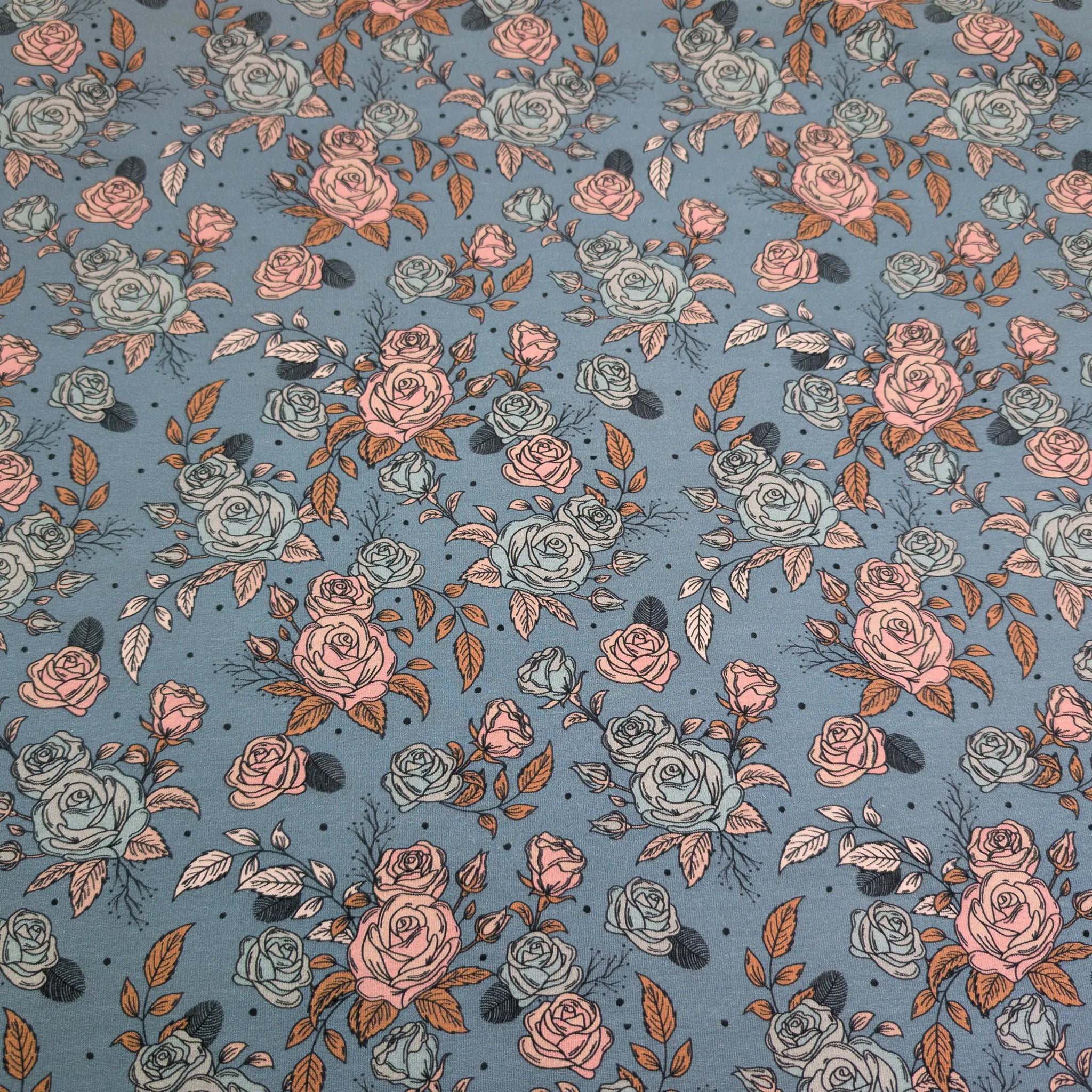 Bio French Terry Vintage Rose Dots