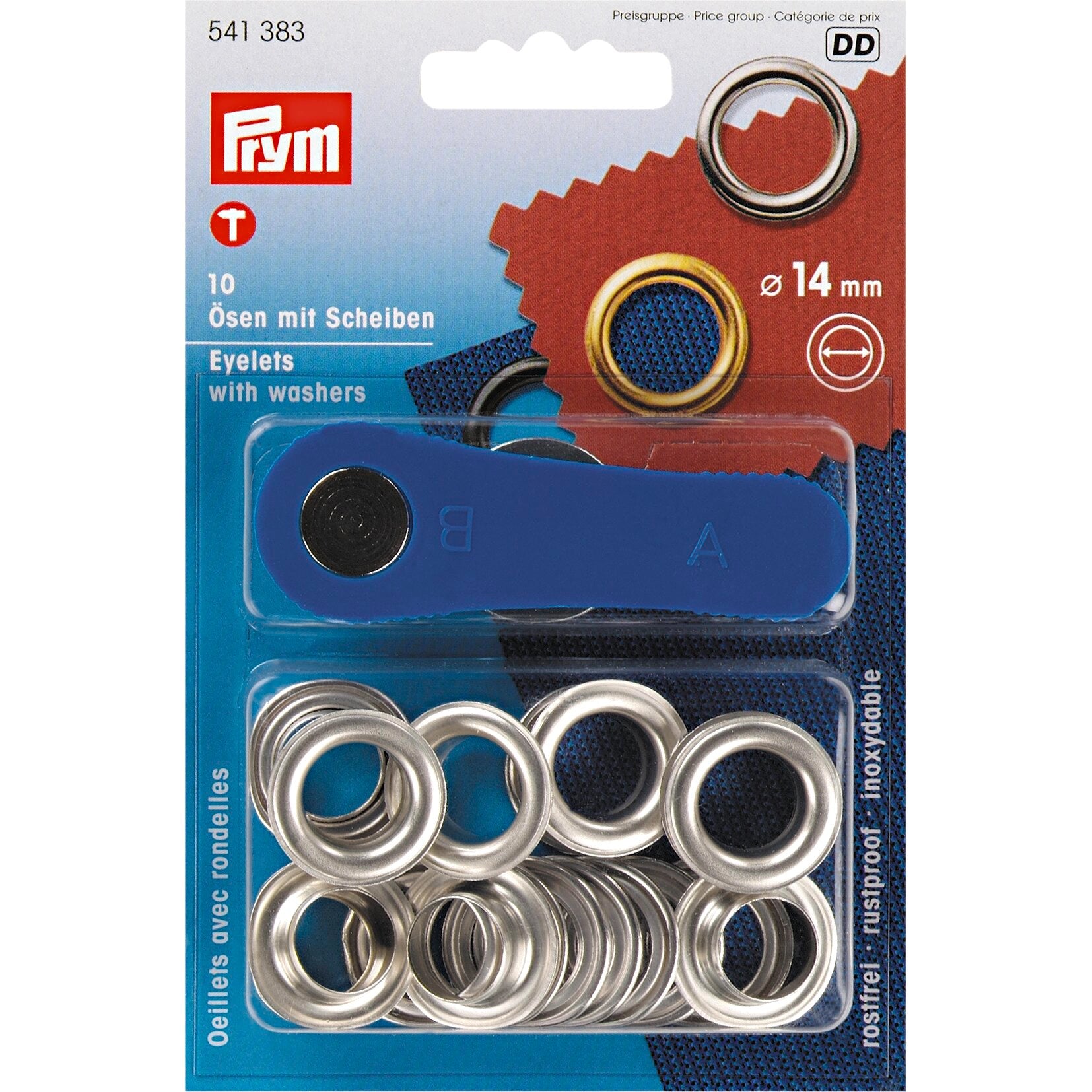 Ösen und Scheiben silberfarbig 14mm