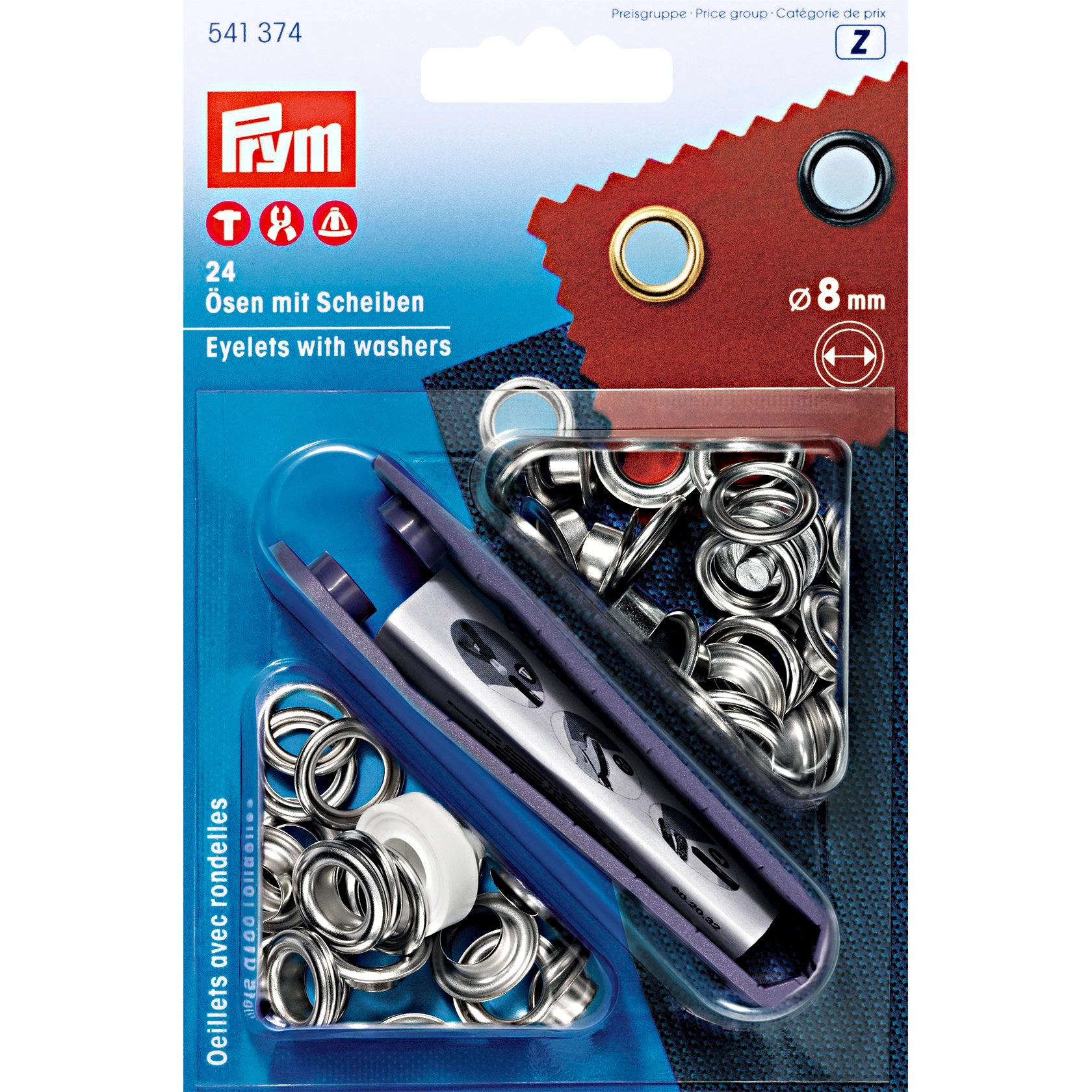 Ösen und Scheiben silberfarbig 8mm