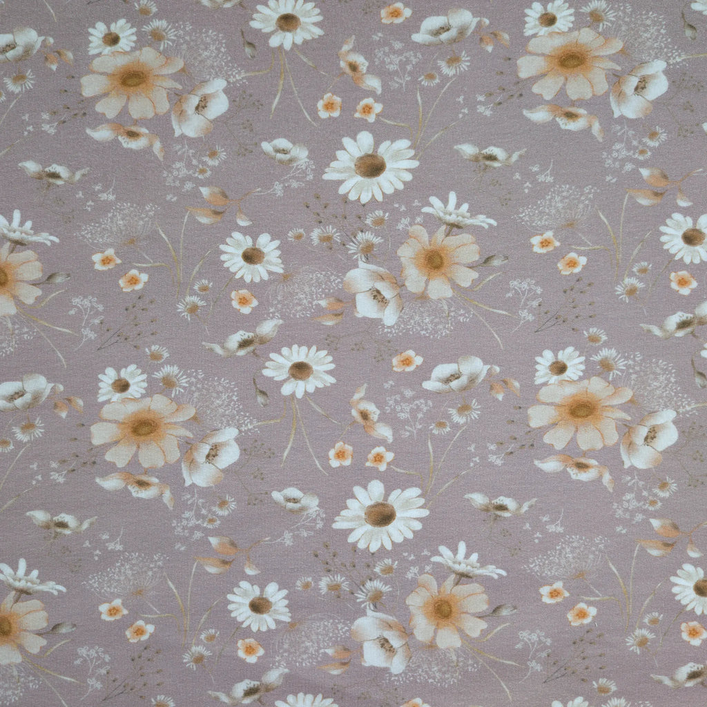 Bio French Terry Aquarell Wild Flowers Taupe
