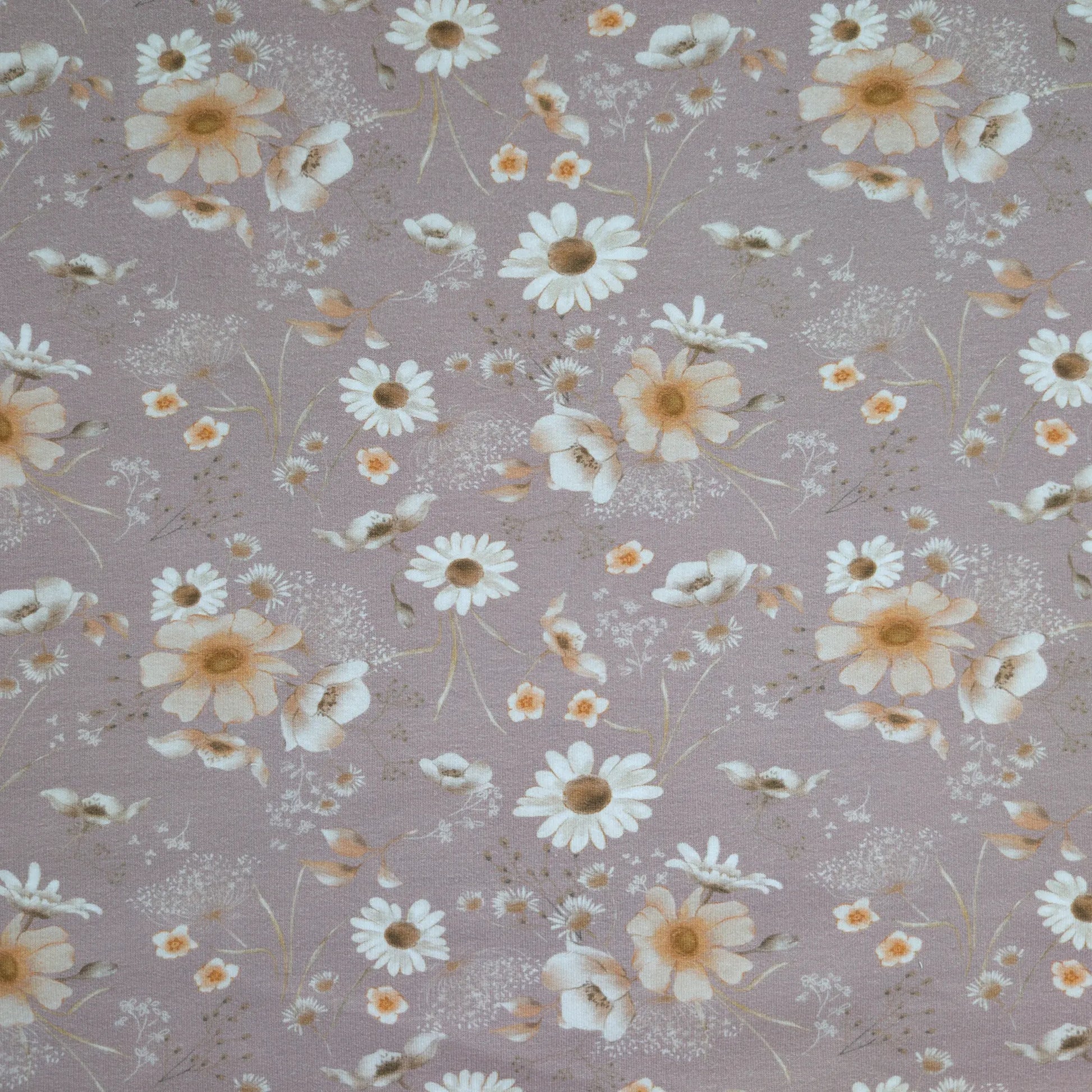 Bio French Terry Aquarell Wild Flowers Taupe
