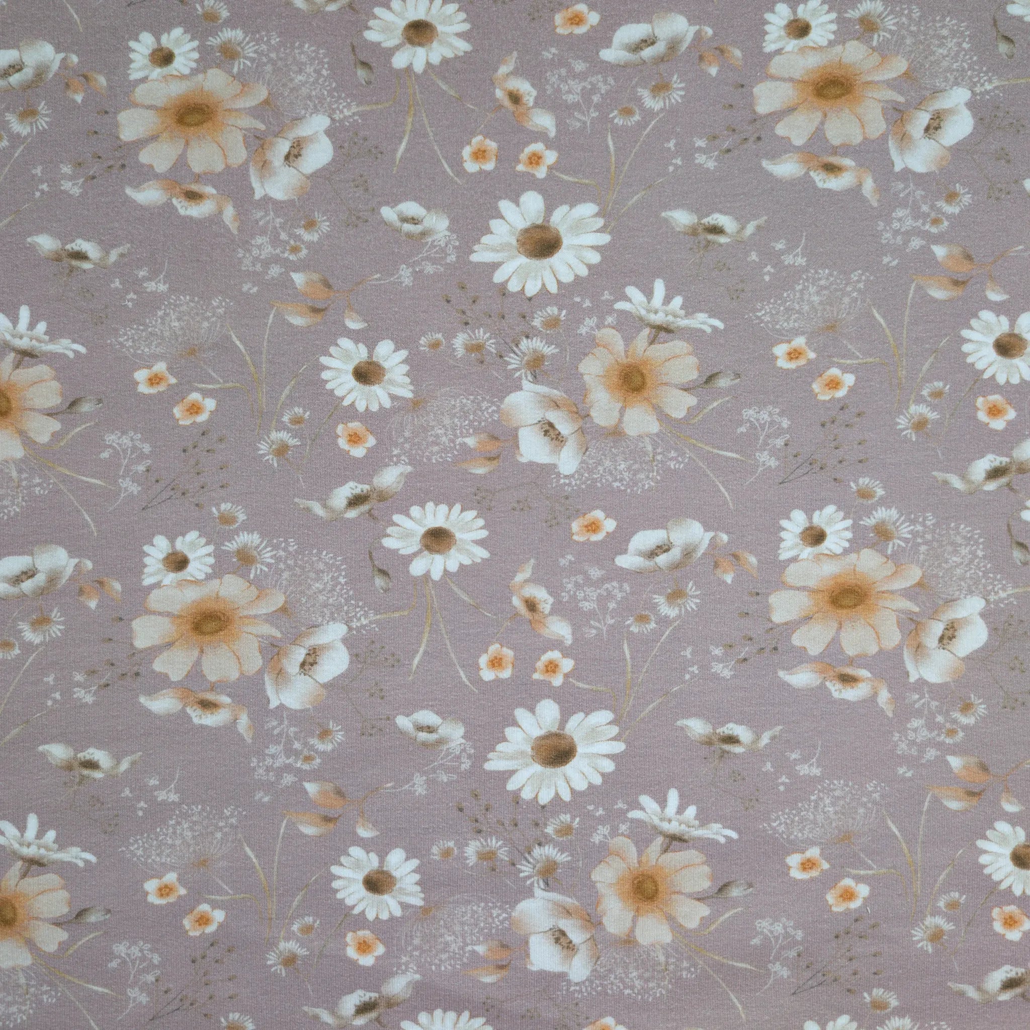 Bio French Terry Aquarell Wild Flowers Taupe