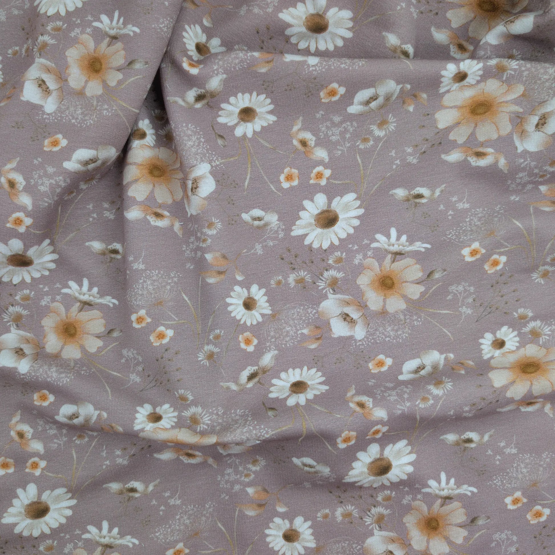 Bio French Terry Aquarell Wild Flowers Taupe