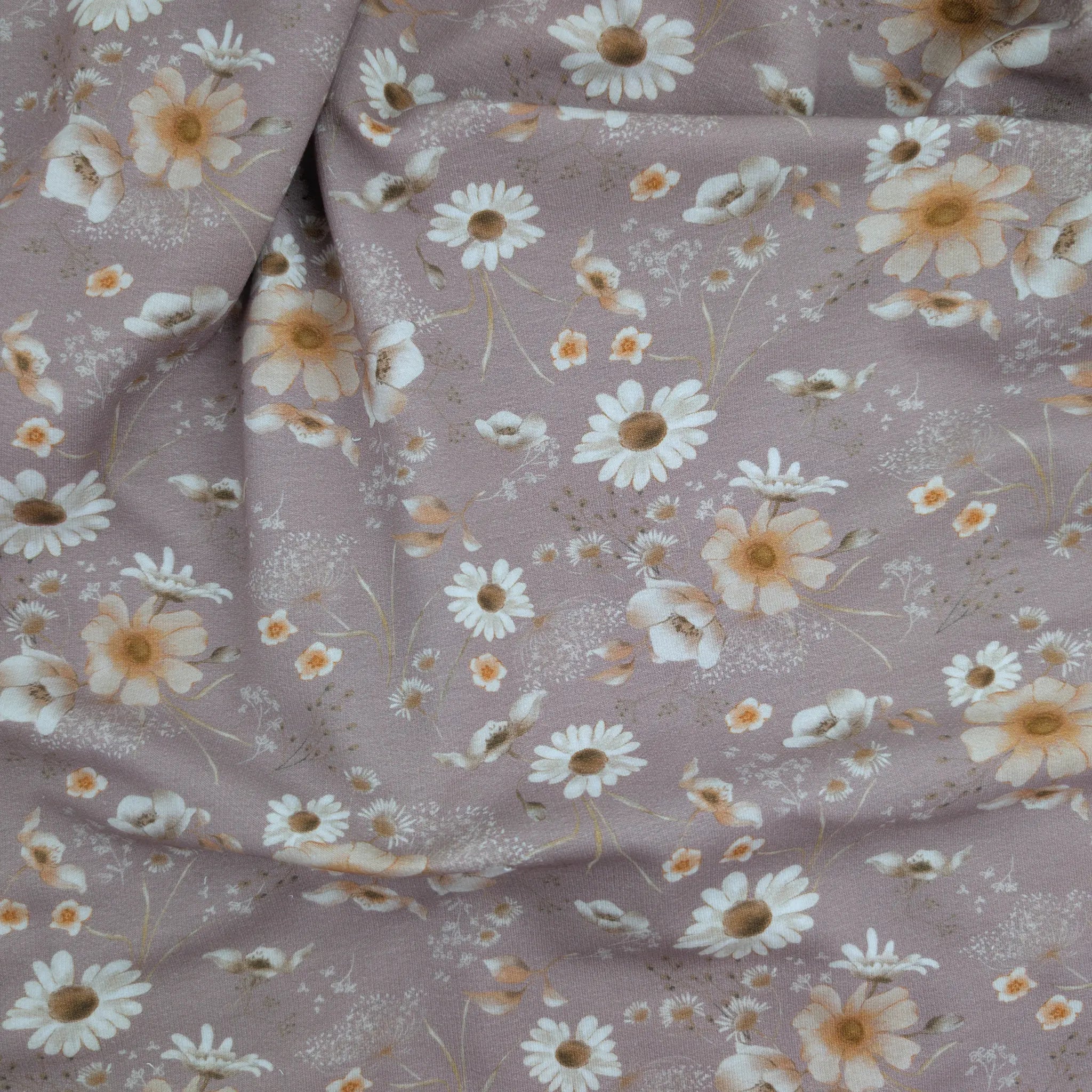 Bio French Terry Aquarell Wild Flowers Taupe