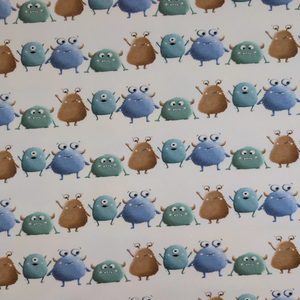 Bio French Terry Cute Monsters Weiß