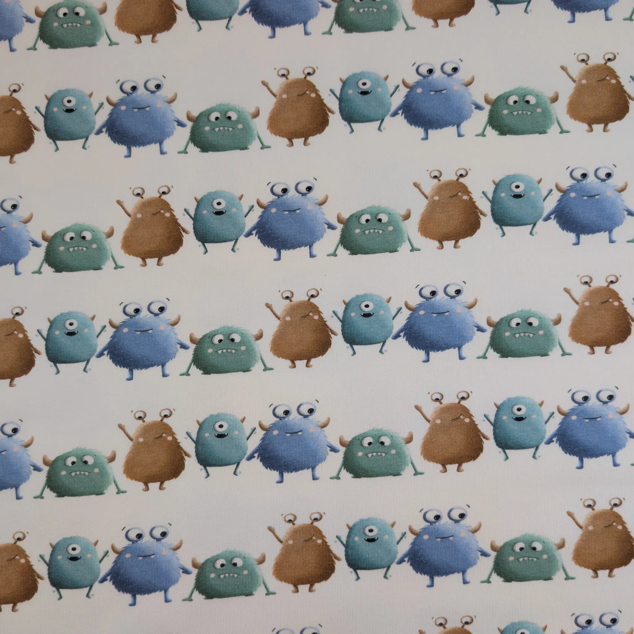 Bio French Terry Cute Monsters Weiß