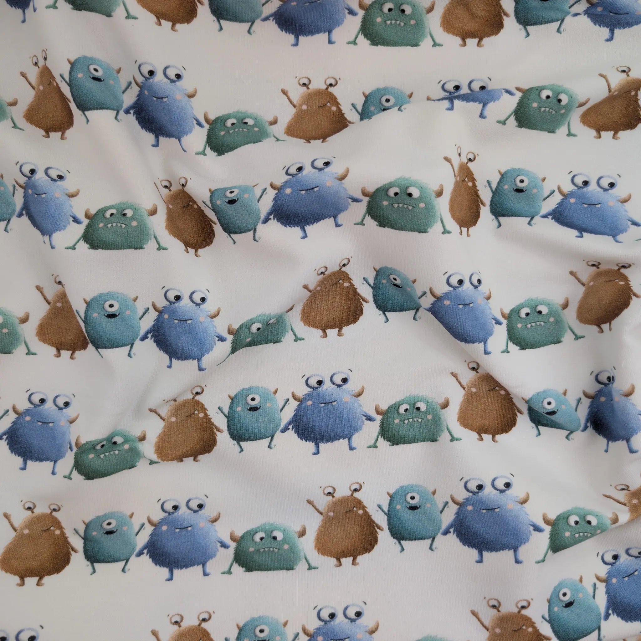 Bio French Terry Cute Monsters Weiß