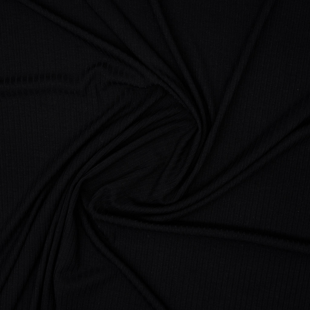 Bambus Ripp Jersey Schwarz