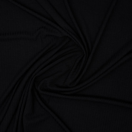 Bambus Ripp Jersey Schwarz