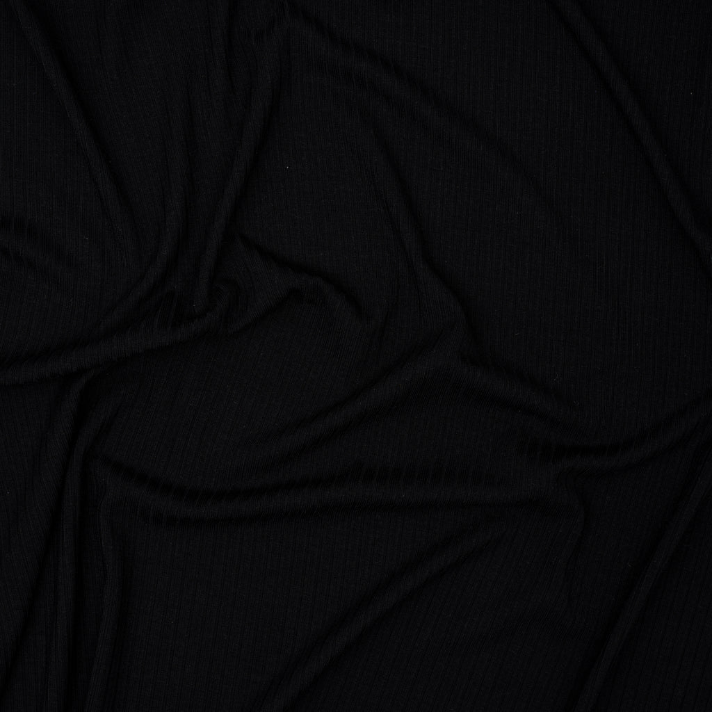 Bambus Ripp Jersey Schwarz