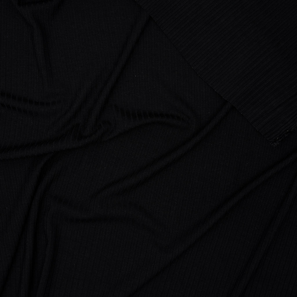 Bambus Ripp Jersey Schwarz