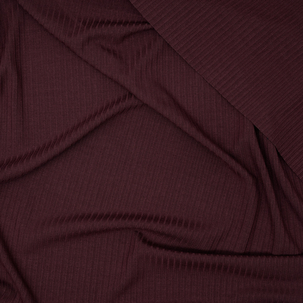 Bambus Ripp Jersey Weinrot