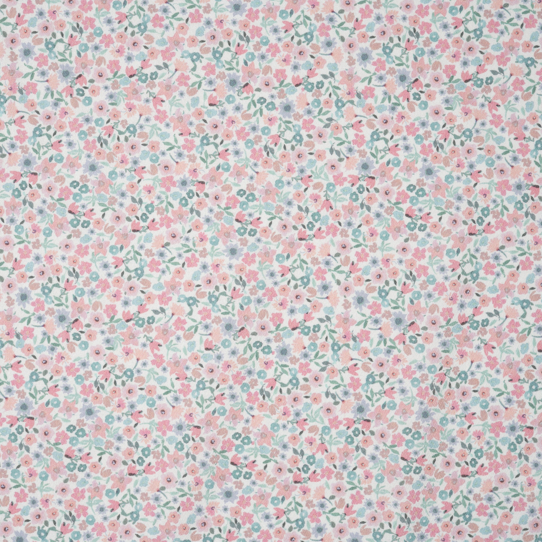Baumwolle/Viskose Blumenmuster Pastell Mint Rosa Apricot
