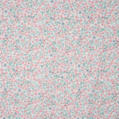 Baumwolle/Viskose Blumenmuster Pastell Mint Rosa Apricot