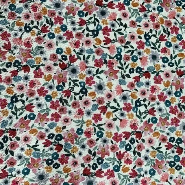 Baumwolle/Viskose Blumenmuster petrol pink blau