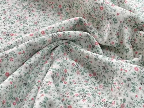 Bio Baumwolle angeraut feine Blümchen mint