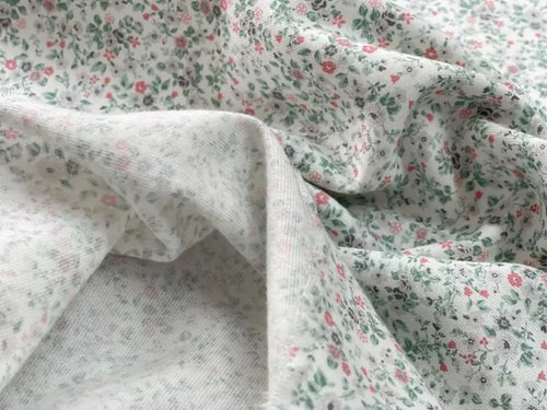 Bio Baumwolle angeraut feine Blümchen mint