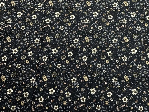 Bio Baumwolle Blumen Vintage Scandi Fleur schwarz