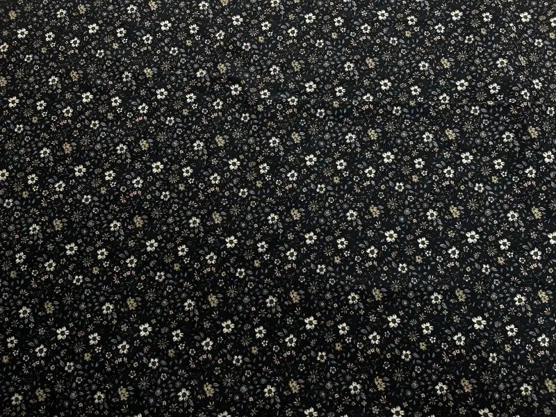 Bio Baumwolle Blumen Vintage Scandi Fleur schwarz