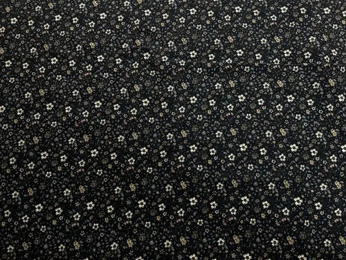 Bio Baumwolle Blumen Vintage Scandi Fleur schwarz