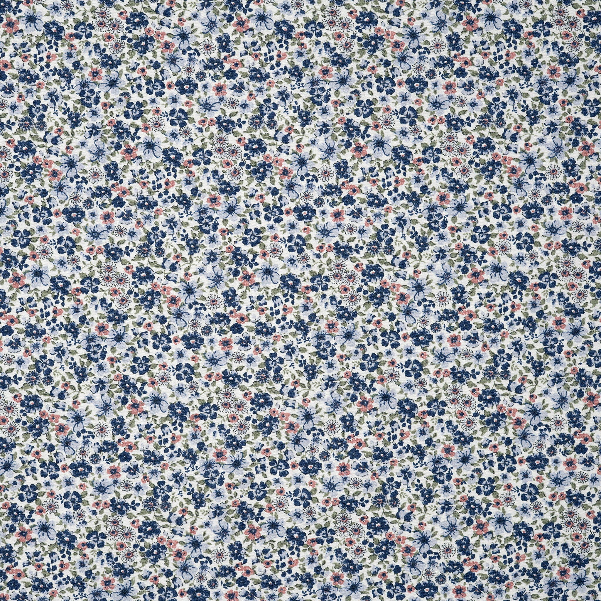 Bio Baumwolle Gewebe Blumen Ecru Blau Grün Rosa