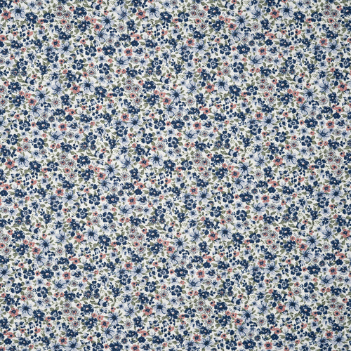 Bio Baumwolle Gewebe Blumen Ecru Blau Grün Rosa