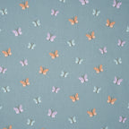Bio Baumwolle Popeline Bunte Schmetterlinge Mint Lila Orange | Stoffwerk