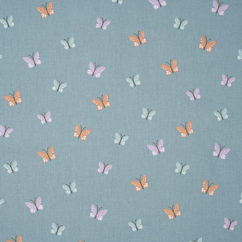 Bio Baumwolle Popeline Bunte Schmetterlinge Mint Lila Orange | Stoffwerk