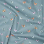Bio Baumwolle Popeline Bunte Schmetterlinge Mint Lila Orange | Stoffwerk