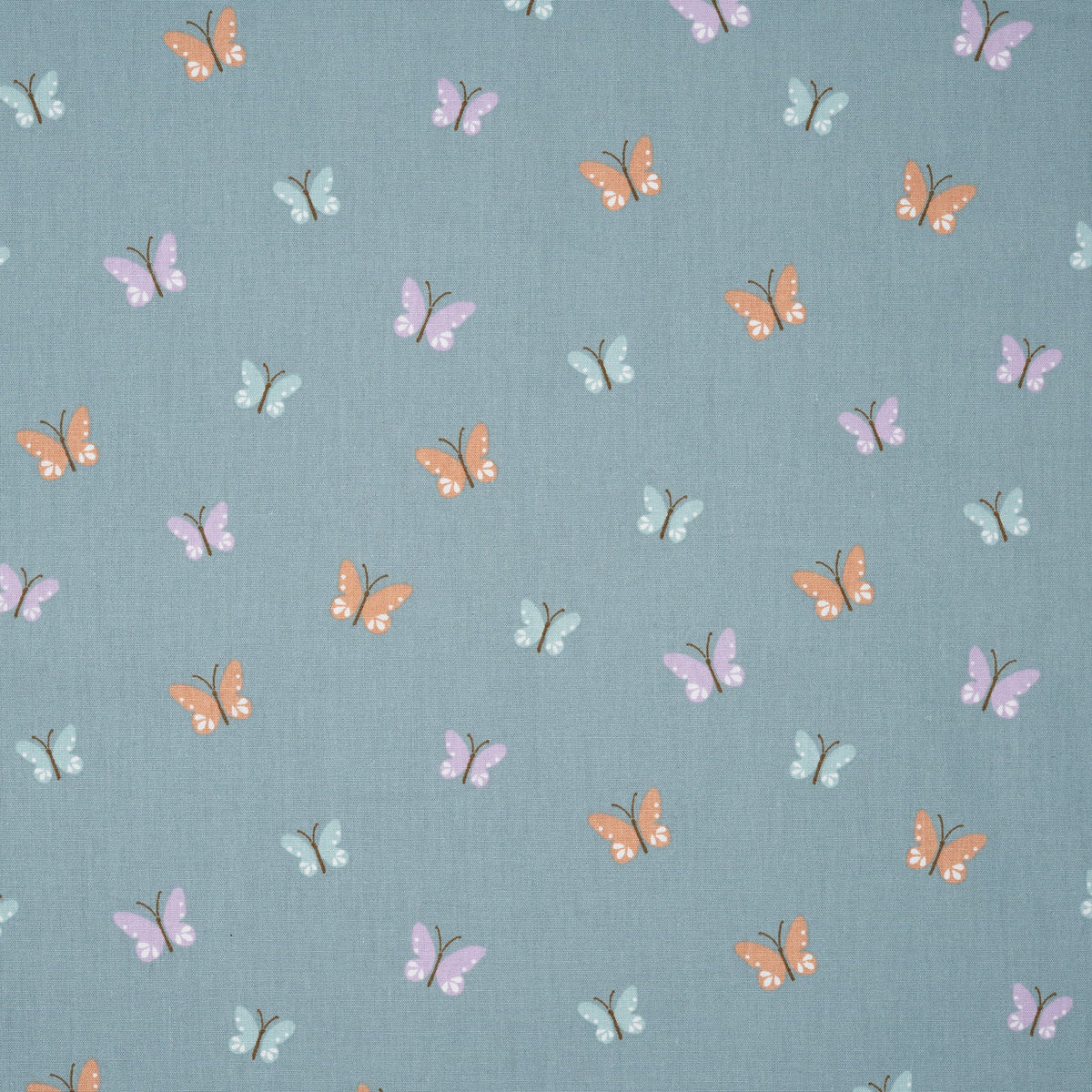Bio Baumwolle Popeline Bunte Schmetterlinge Mint Lila Orange