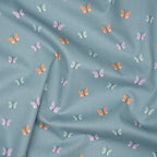 Bio Baumwolle Popeline Bunte Schmetterlinge Mint Lila Orange | Stoffwerk