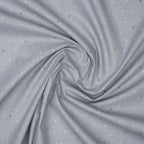 Bio Baumwolle Popeline Goldene Sterne Mit Punkten Grau