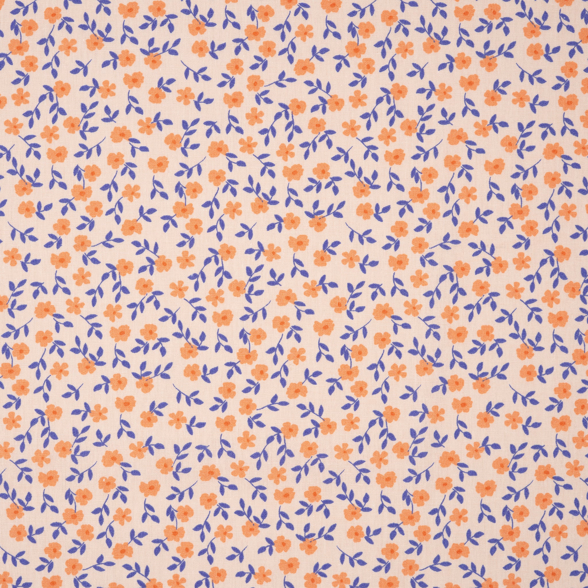 Bio Baumwolle Popeline Kleine Blümchen Lila Apricot | Stoffwerk