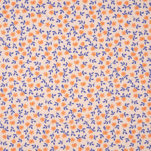 Bio Baumwolle Popeline Kleine Blümchen Lila Apricot | Stoffwerk