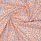 Bio Baumwolle Popeline Kleine Blümchen Lila Apricot | Stoffwerk