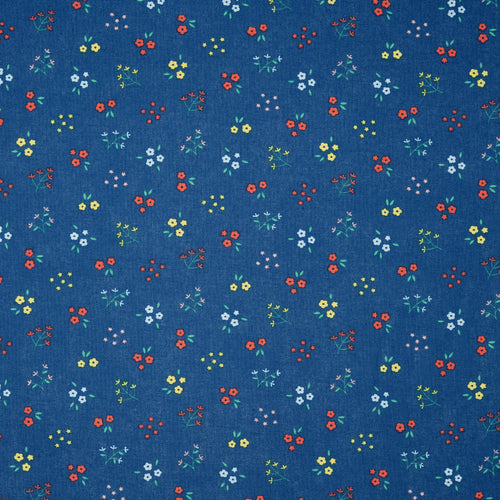 Bio Baumwolle Popeline Kleine Blümchenzweige Blau | Stoffwerk