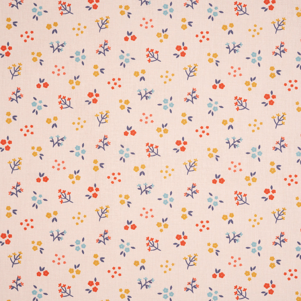 Bio Baumwolle Popeline Kleine Blümchenzweige Lachs Hell