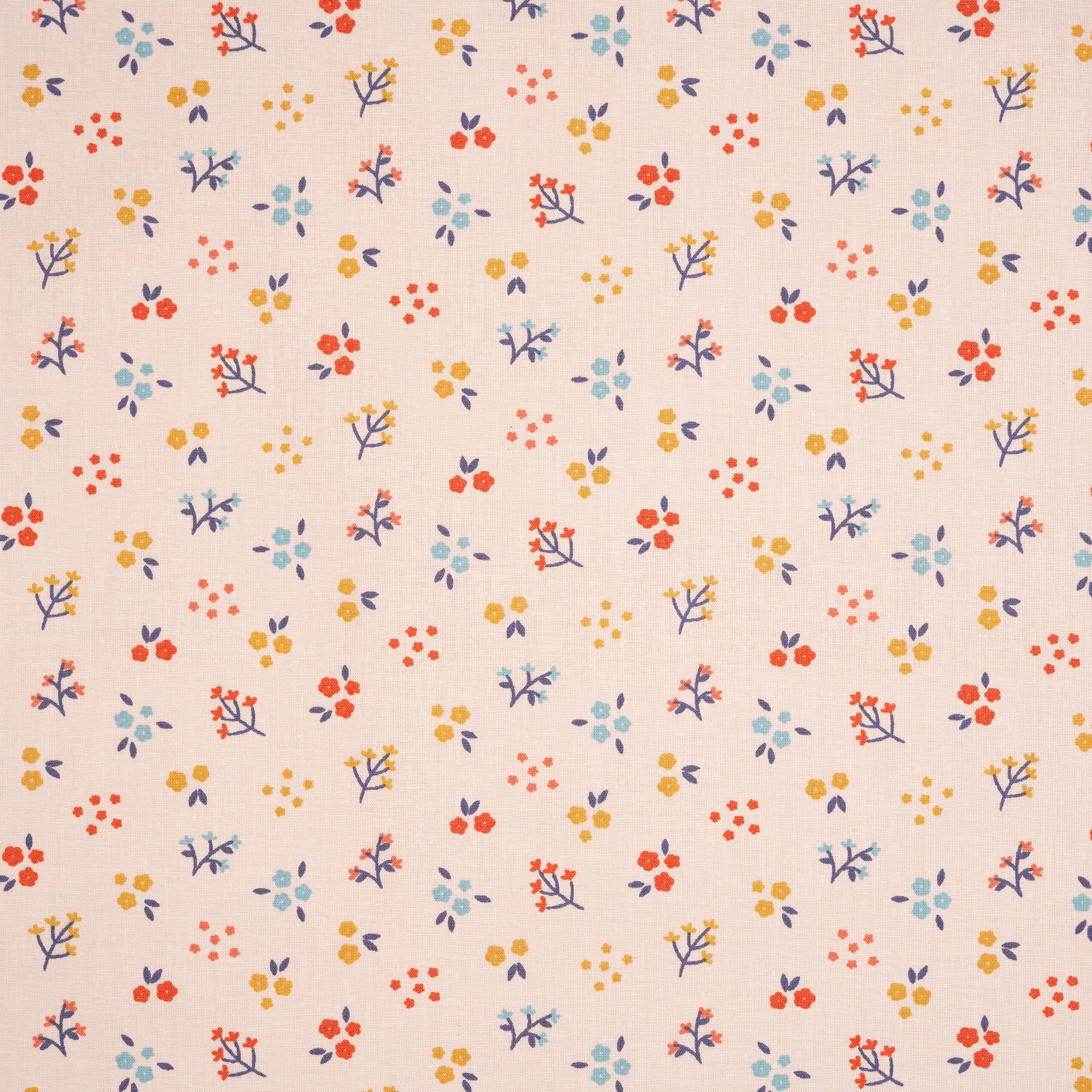 Bio Baumwolle Popeline Kleine Blümchenzweige Lachs Hell
