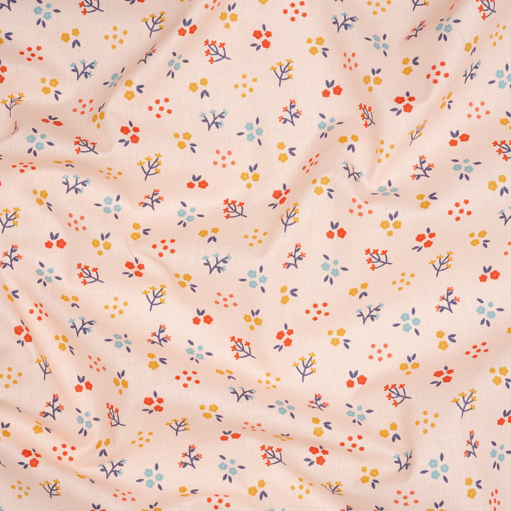 Bio Baumwolle Popeline Kleine Blümchenzweige Lachs Hell