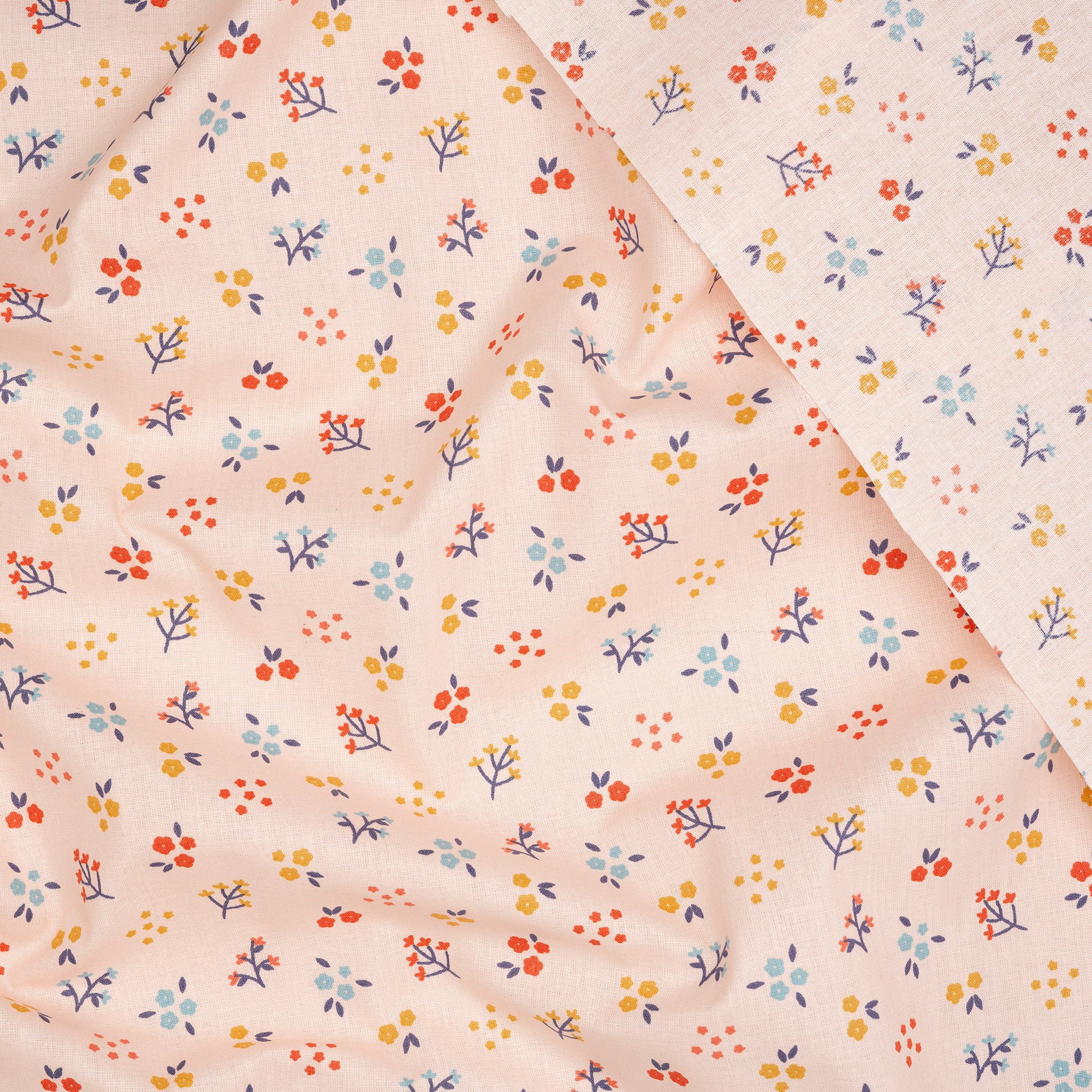 Bio Baumwolle Popeline Kleine Blümchenzweige Lachs Hell