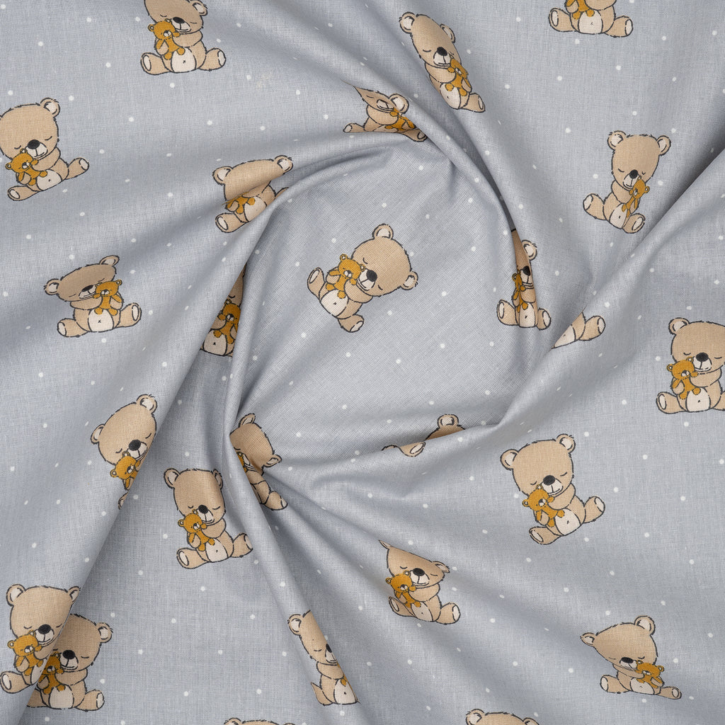 Bio Baumwolle Popeline Kuschelbär Grau | Stoffwerk