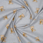 Bio Baumwolle Popeline Kuschelbär Grau | Stoffwerk