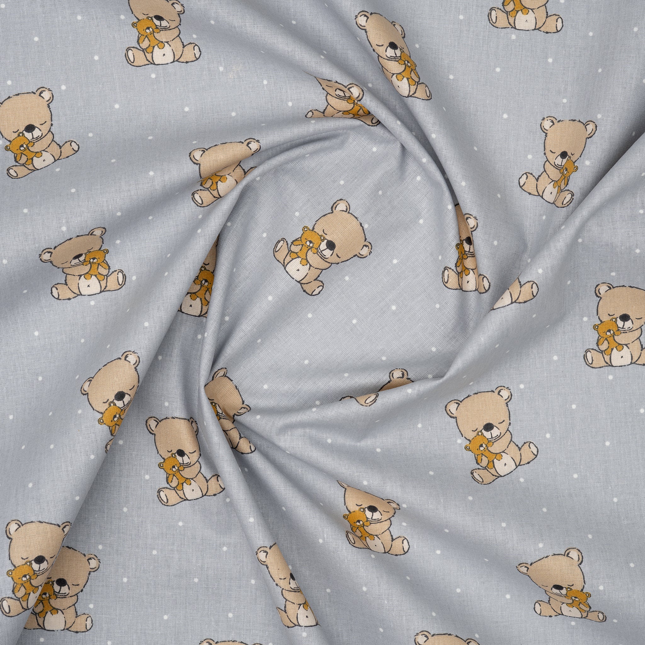 Bio Baumwolle Popeline Kuschelbär Grau | Stoffwerk