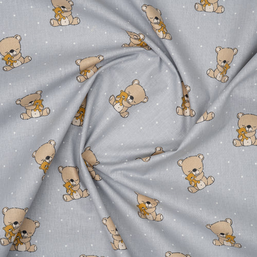 Bio Baumwolle Popeline Kuschelbär Grau | Stoffwerk