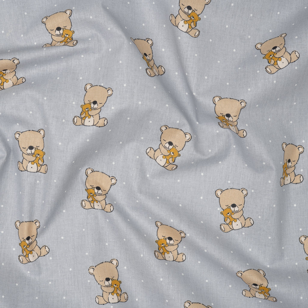 Bio Baumwolle Popeline Kuschelbär Grau | Stoffwerk