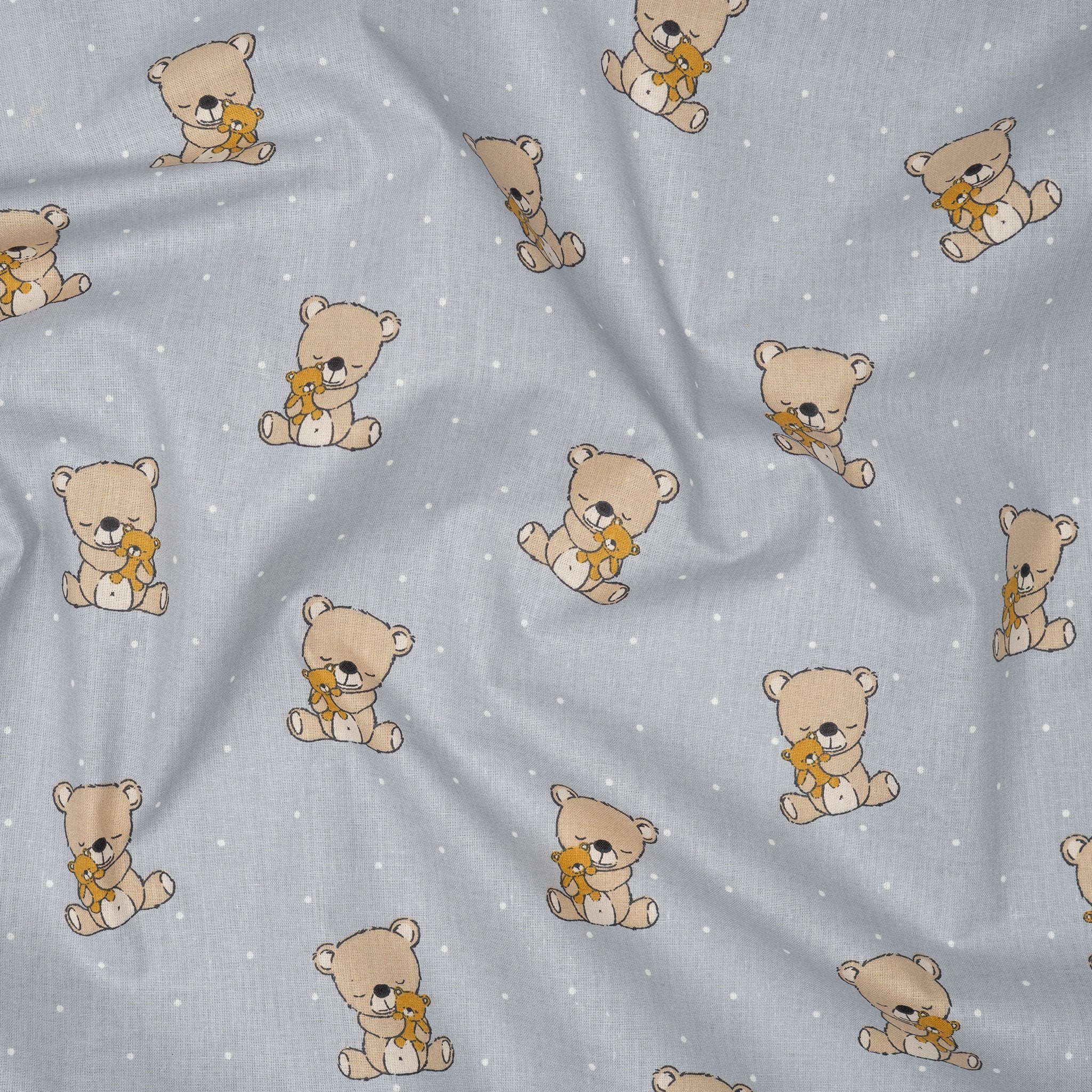 Bio Baumwolle Popeline Kuschelbär Grau | Stoffwerk