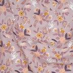 Bio Baumwolle Popeline Tauben Und Blumen Lila | Stoffwerk
